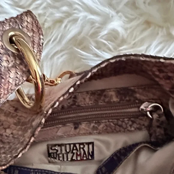 Stuart Weitzman Tan Snake Print Hobo Bag - Picture 8 of 9